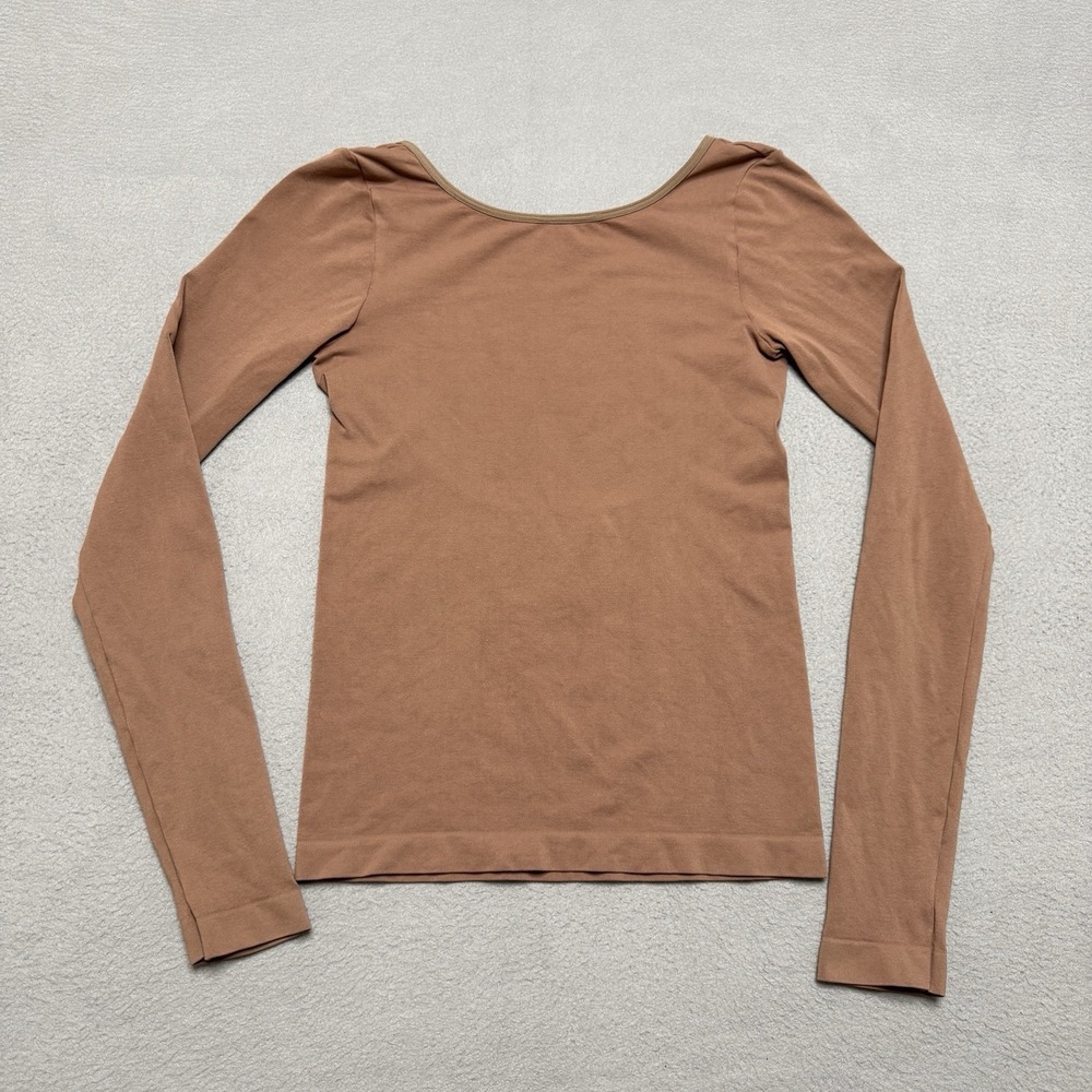 Free People Intimately Top Womens M L Brown Low Back Seamless Long Sleeve Shirt